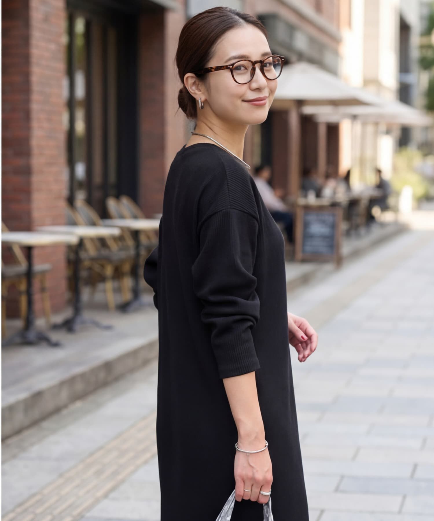  「リブ生地relaxストレートワンピース」|ワンピース|