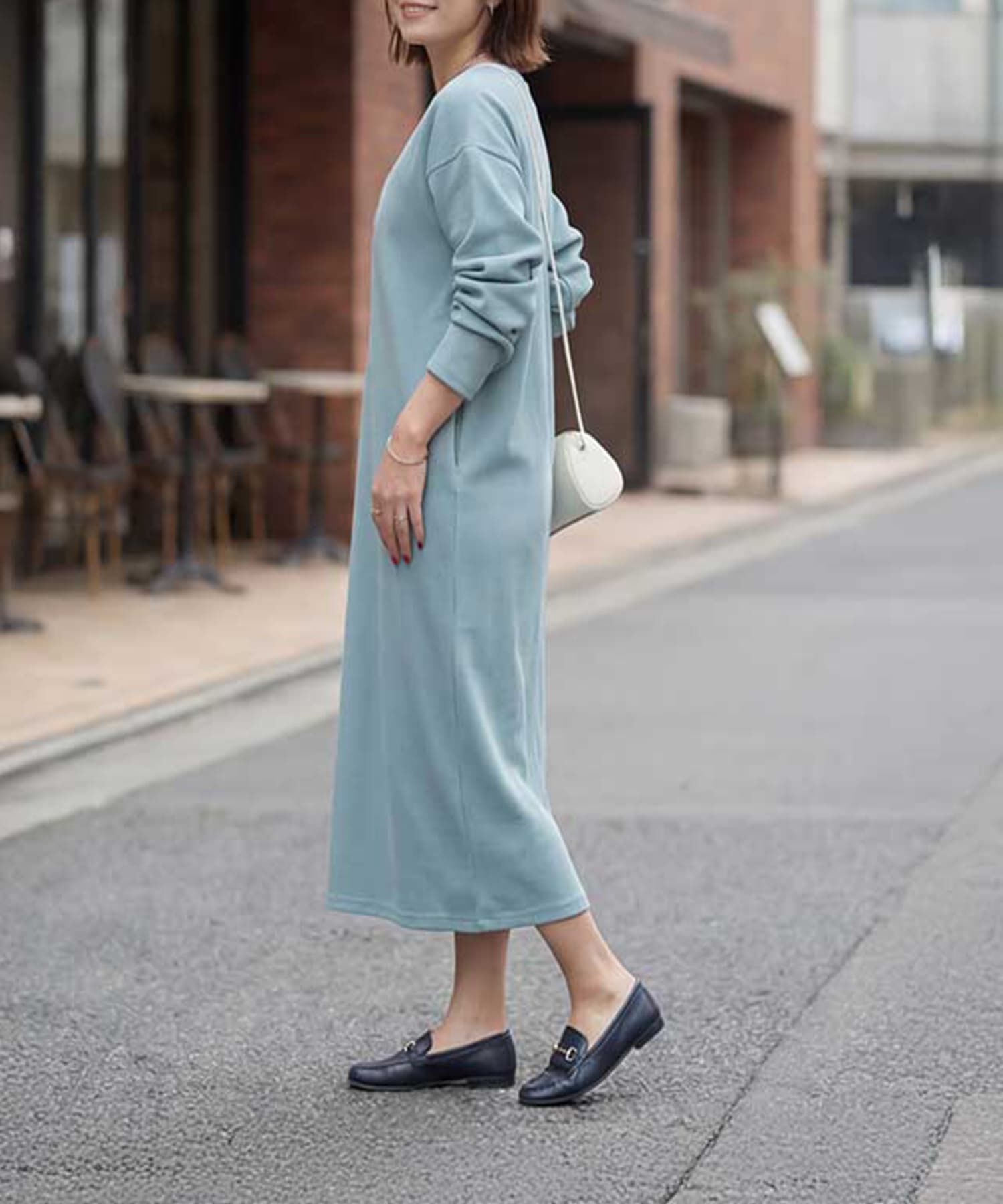  「リブ生地relaxストレートワンピース」|ワンピース|