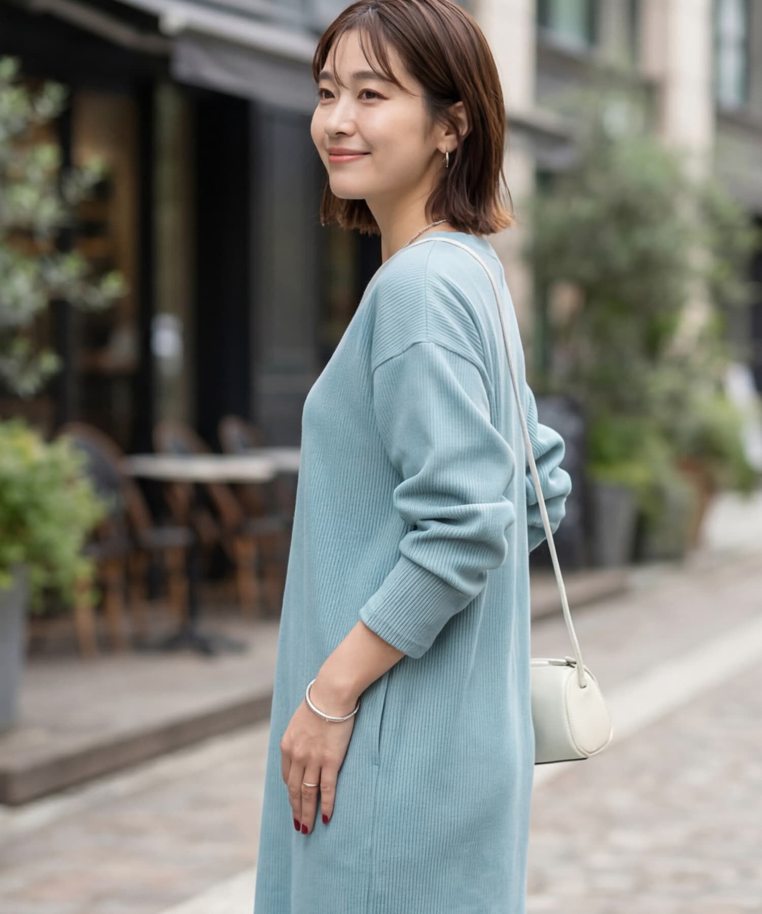  「リブ生地relaxストレートワンピース」|ワンピース|