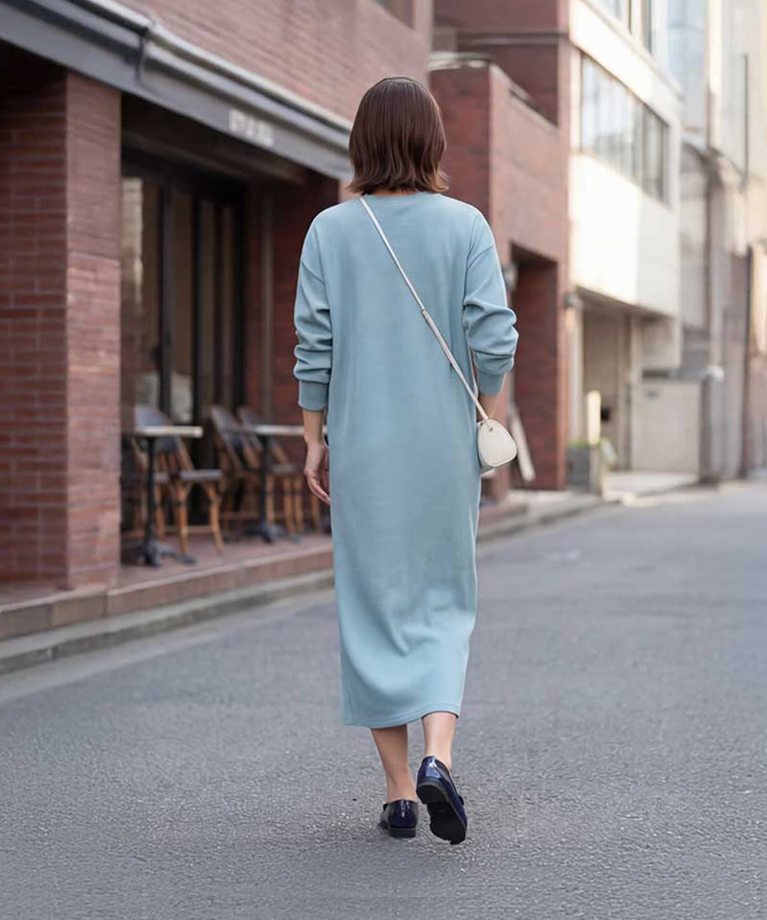  「リブ生地relaxストレートワンピース」|ワンピース|