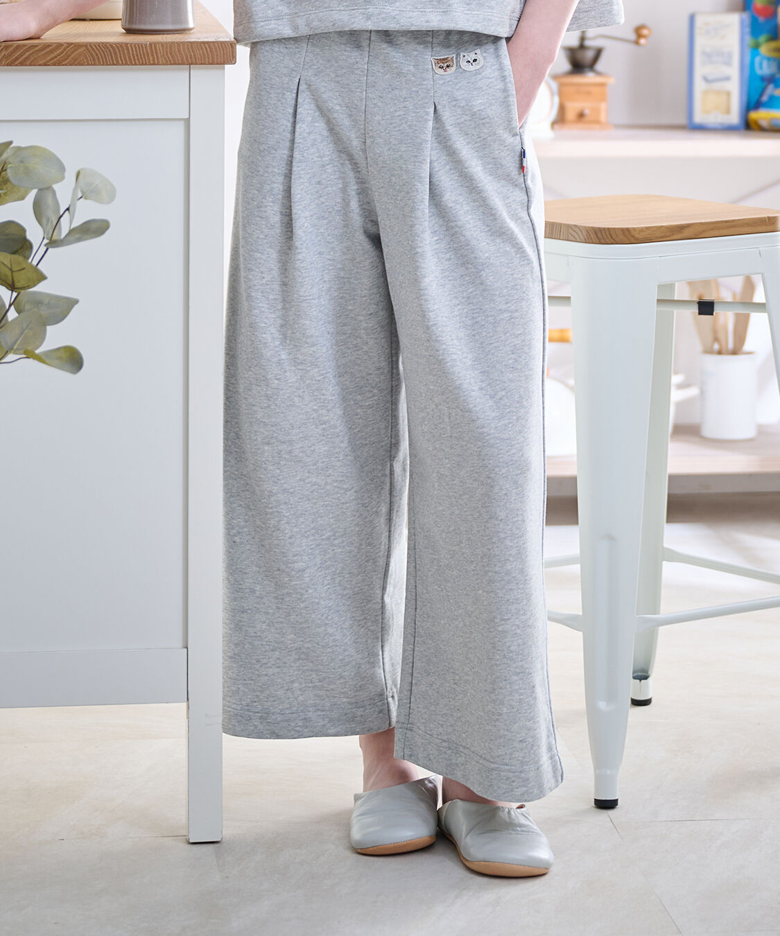 PAUL&JOE「ミニ裏毛フレアパンツ」|ルームウェア|グレー