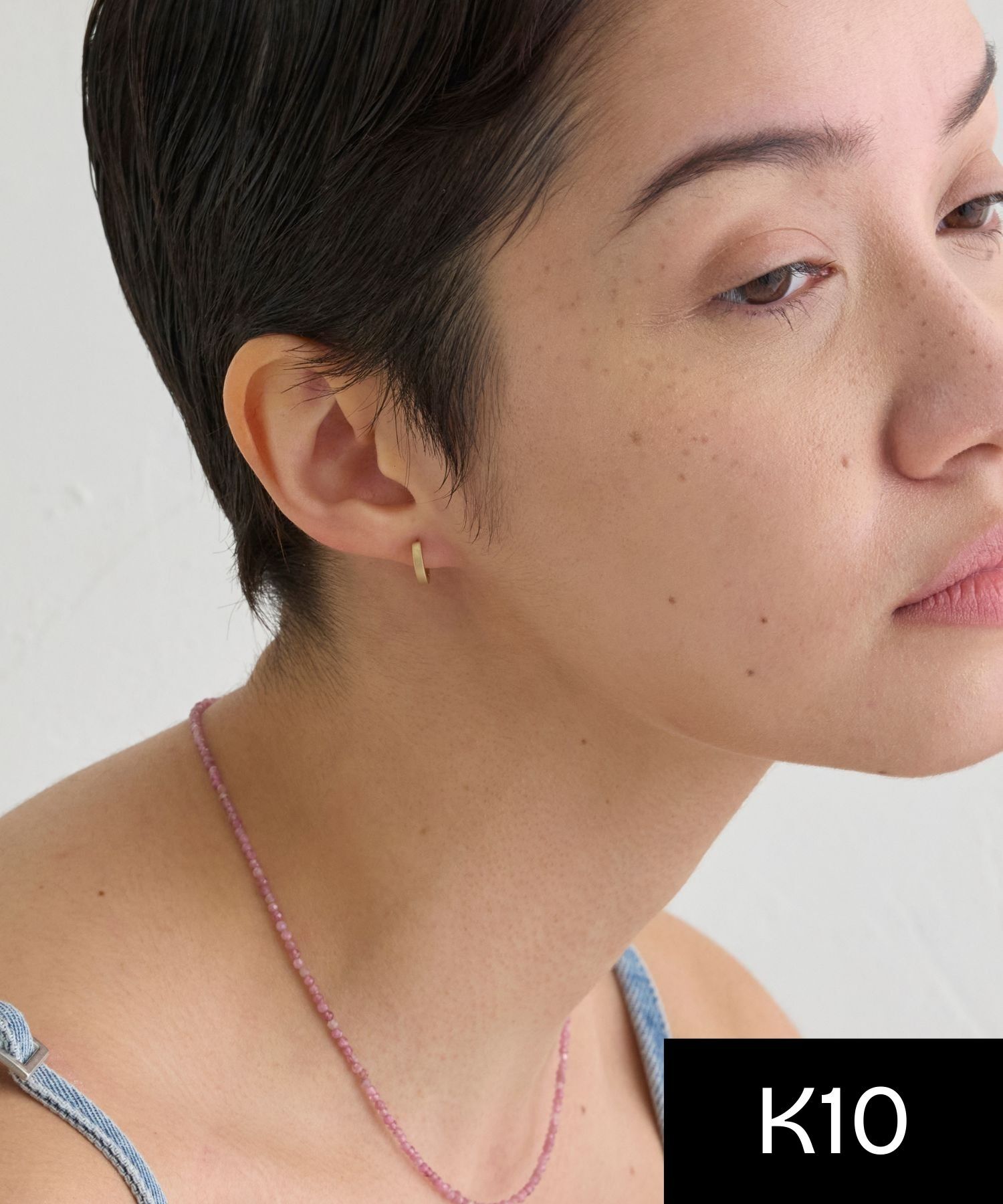 JUPITER「【シリーズ累計販売 2000点突破！】【K10】ストレートフープピアス/ユニセックス/マットゴールド」|ピアス|