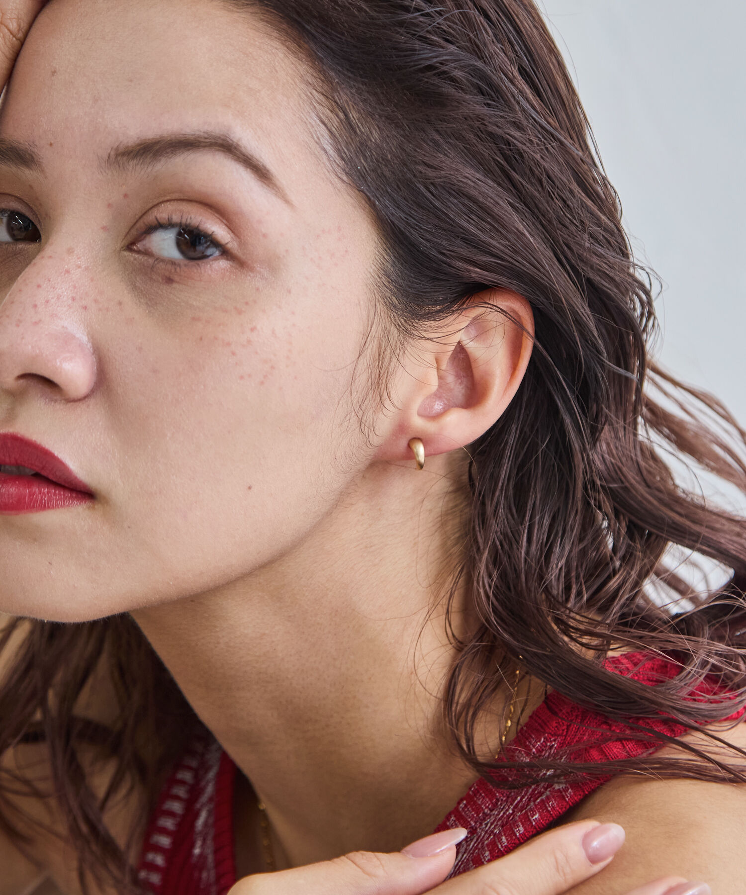 JUPITER「【K10】クレセントフープピアス/ユニセックス/マットゴールド」|ピアス|