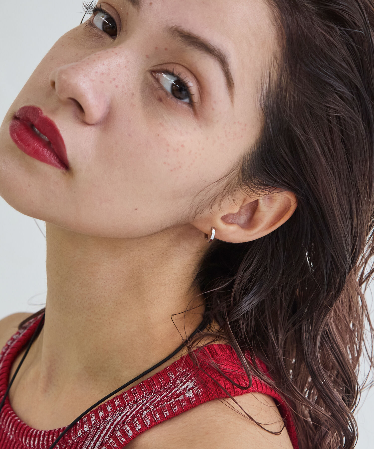 JUPITER「【シリーズ累計販売 2000点突破！】【K10】ストレートフープピアス/片耳/ ユニセックス/シルバー」|ピアス|