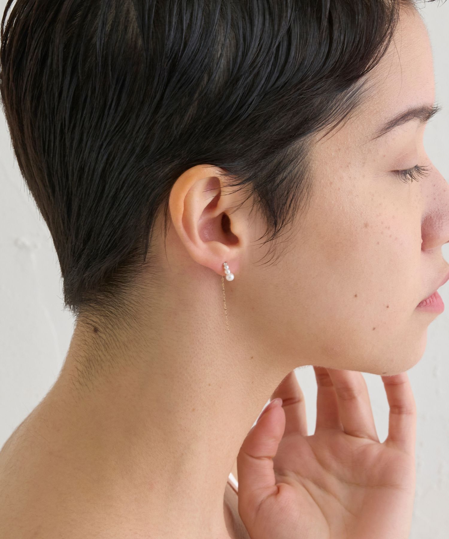 JUPITER「【K10】ダイヤモンド&パールイヤリング」|イヤリング|