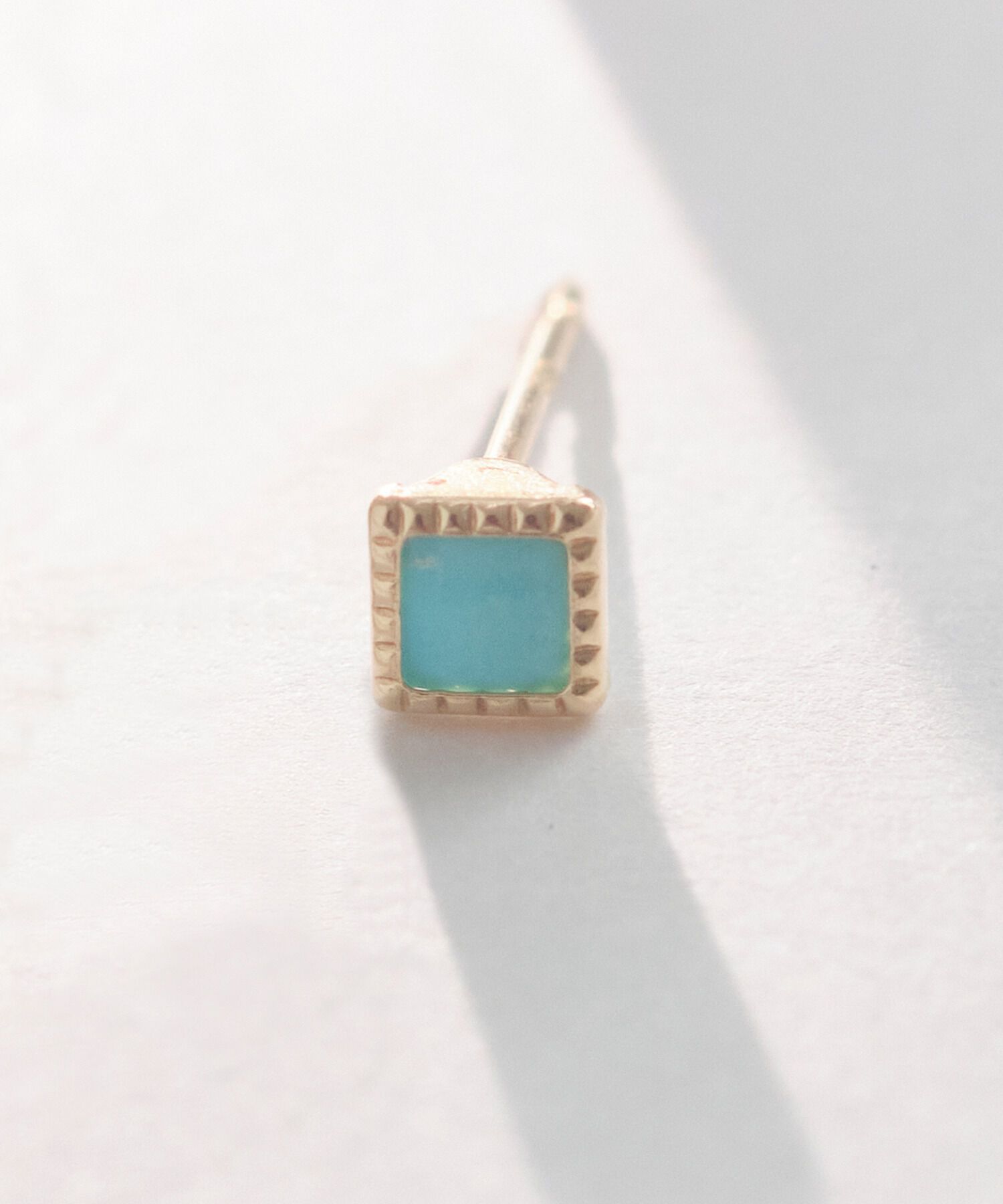 JUPITER「【片耳】K10スクエア天然石ピアス　ターコイズ」|ピアス|