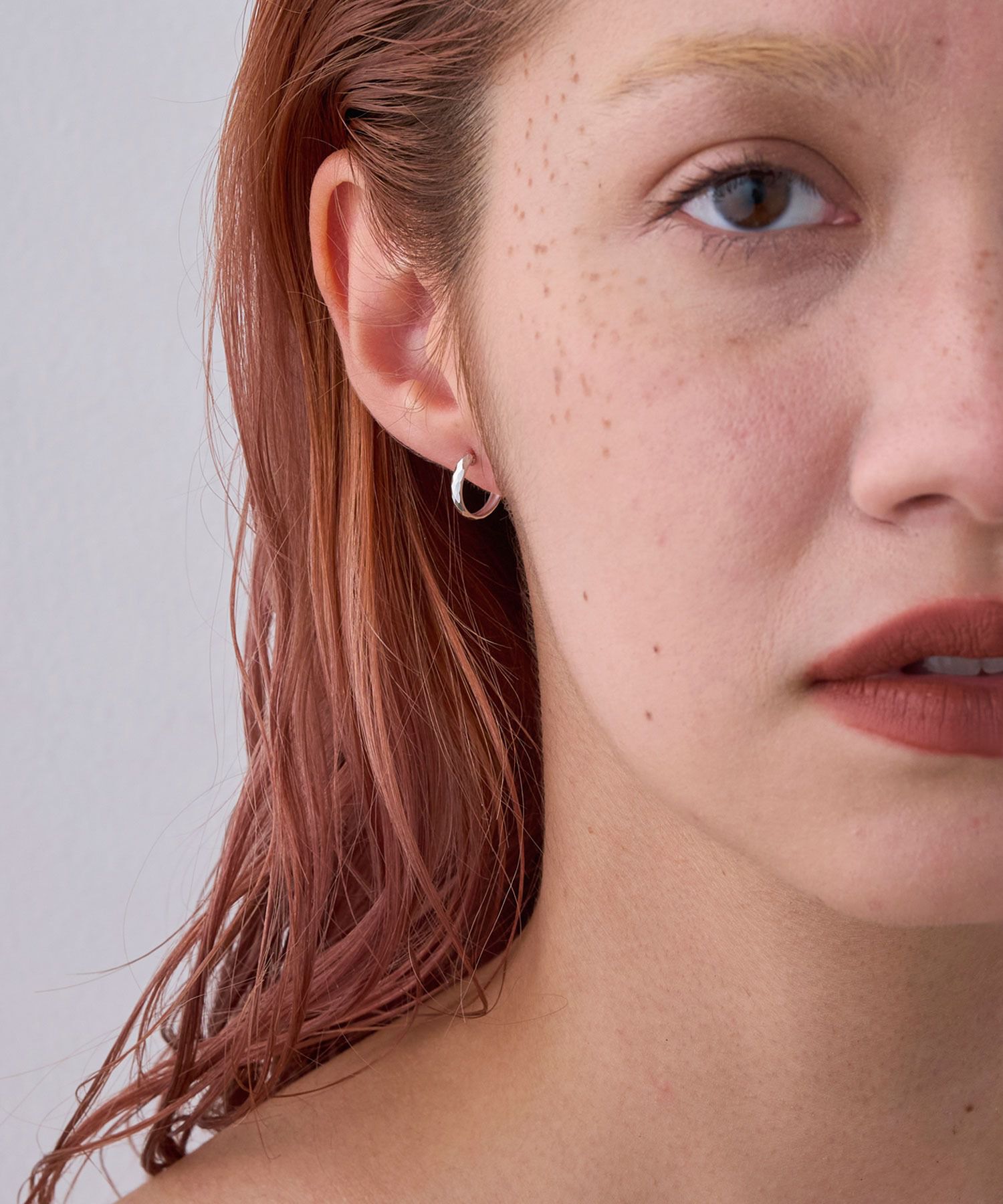 JUPITER「【K10】ダイヤモンドカットフープピアス/片耳 シルバー」|ピアス|