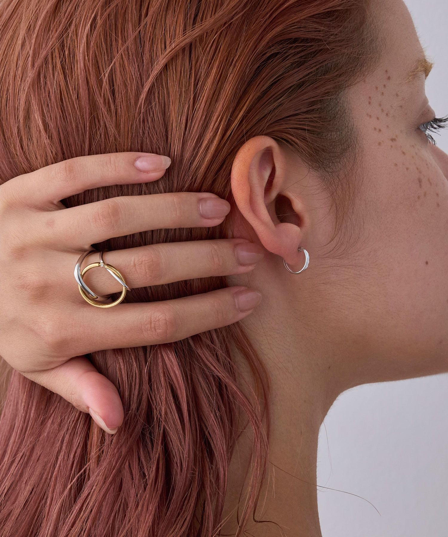 JUPITER「【K10】ダイヤモンドカットフープピアス/片耳 シルバー」|ピアス|