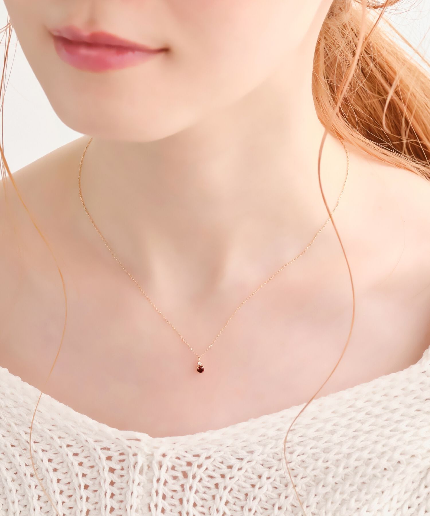 Phoebe「【K10】ジュエルラックネックレス　ガーネット/BOX付き」|ネックレス|