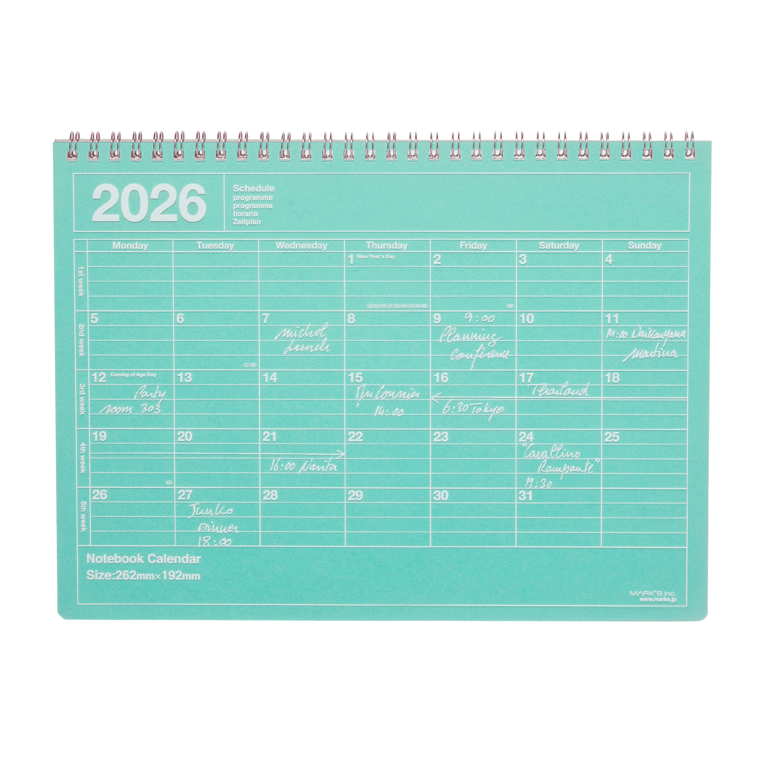  「2026 スケジュール帳 2026年1月始まり 月間ブロック B5変型 ノートブックカレンダー・M」|ステーショナリー|ミント