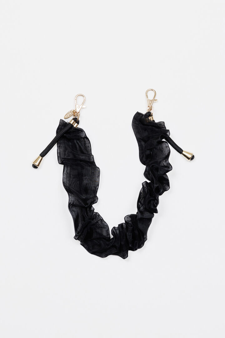  「FEDELE フリルオーガンジー ショートストラップ」|ストラップ|BLK