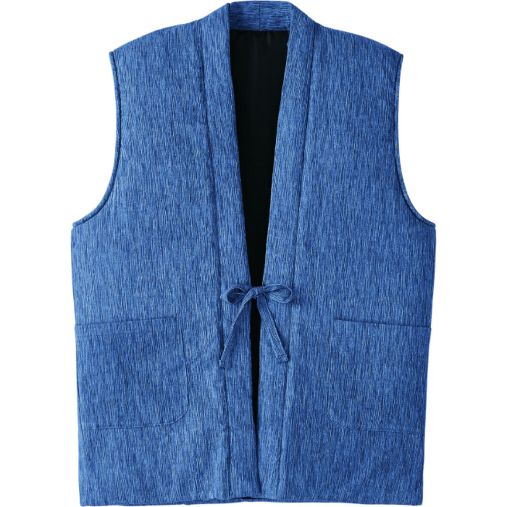 BACKYARD FAMILY「高島ちぢみ ベスト 中綿 袖なし 通販 羽織 羽織り 部屋着 ルームウェア ルームウエア そでなし」|ルームウェア|ブルー1