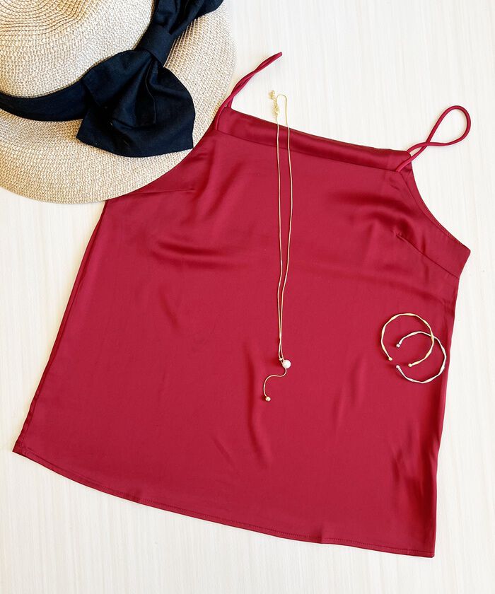 BACKYARD FAMILY「キャミソール カップなし 通販 サテン キャミ サテンキャミ さらさら 透けにくい レディース」|その他|