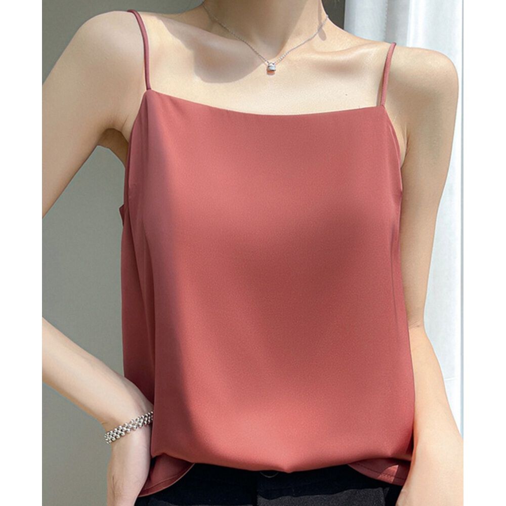 BACKYARD FAMILY「キャミソール カップなし 通販 サテン キャミ サテンキャミ さらさら 透けにくい レディース」|その他|レッド2