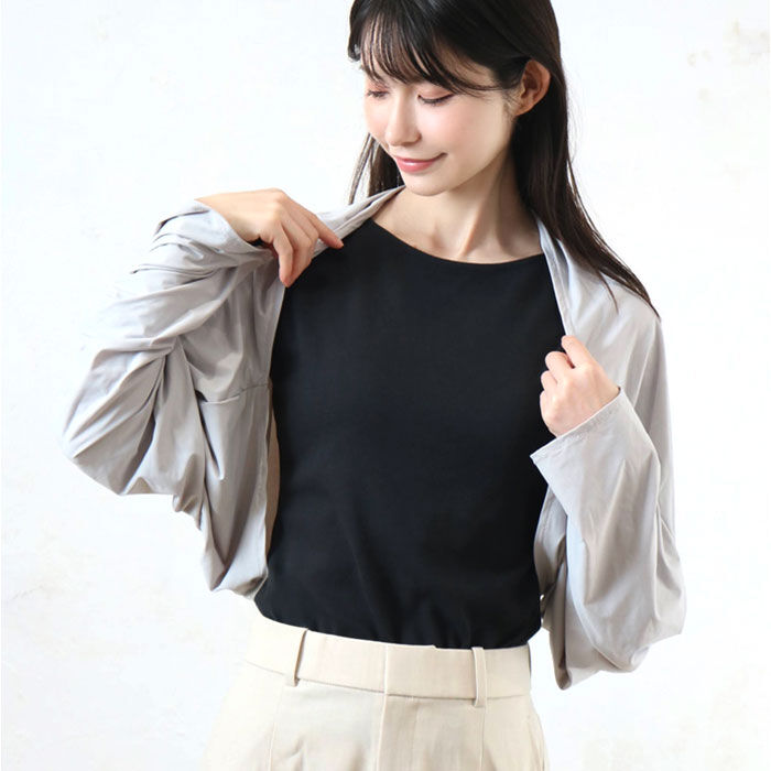 BACKYARD FAMILY「UVカット ボレロ 通販 カーディガン カーデガン ショート丈 手の甲 カバー きれいめ 接触冷感」|その他|