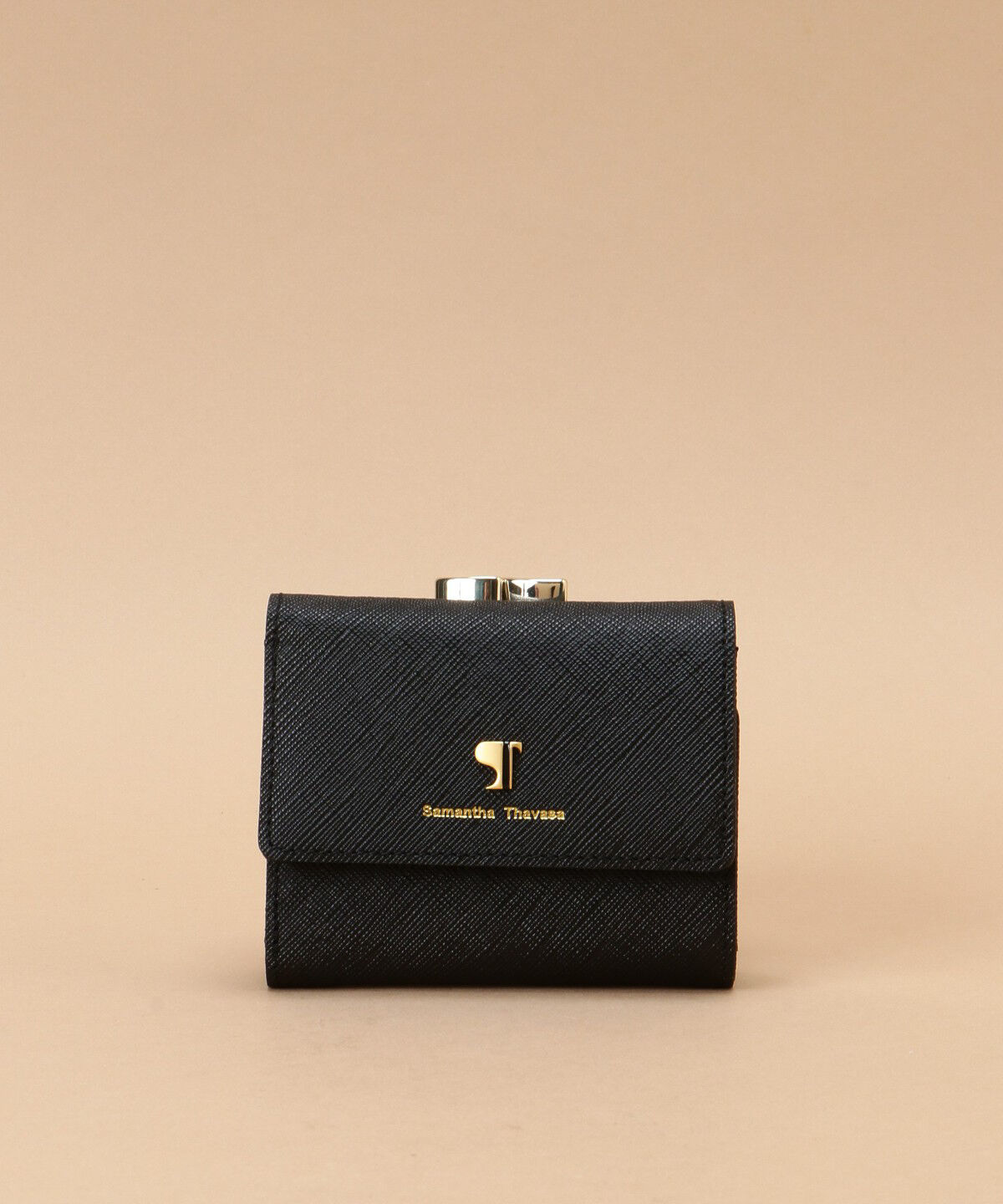 Samantha Thavasa「Pomme d'espoir ポムディスポワール ワンカラー三つ折り口金財布」|財布|ブラック