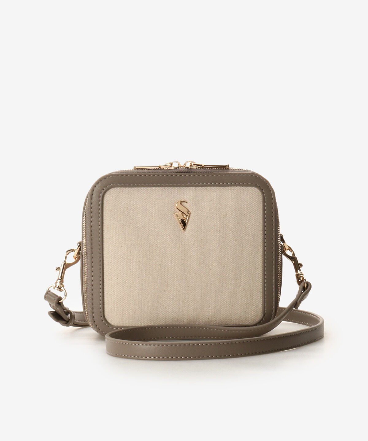 Samantha Vega「★BOX型キャンバスショルダーバッグ」|ショルダー・メッセンジャー|グレージュ