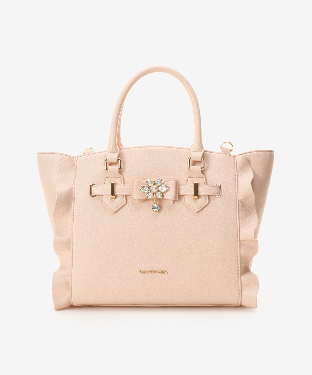 Samantha Vega「ビジューリボンフラッター(小)」|ハンドバッグ|ﾋﾟﾝｸﾍﾞｰｼﾞｭ