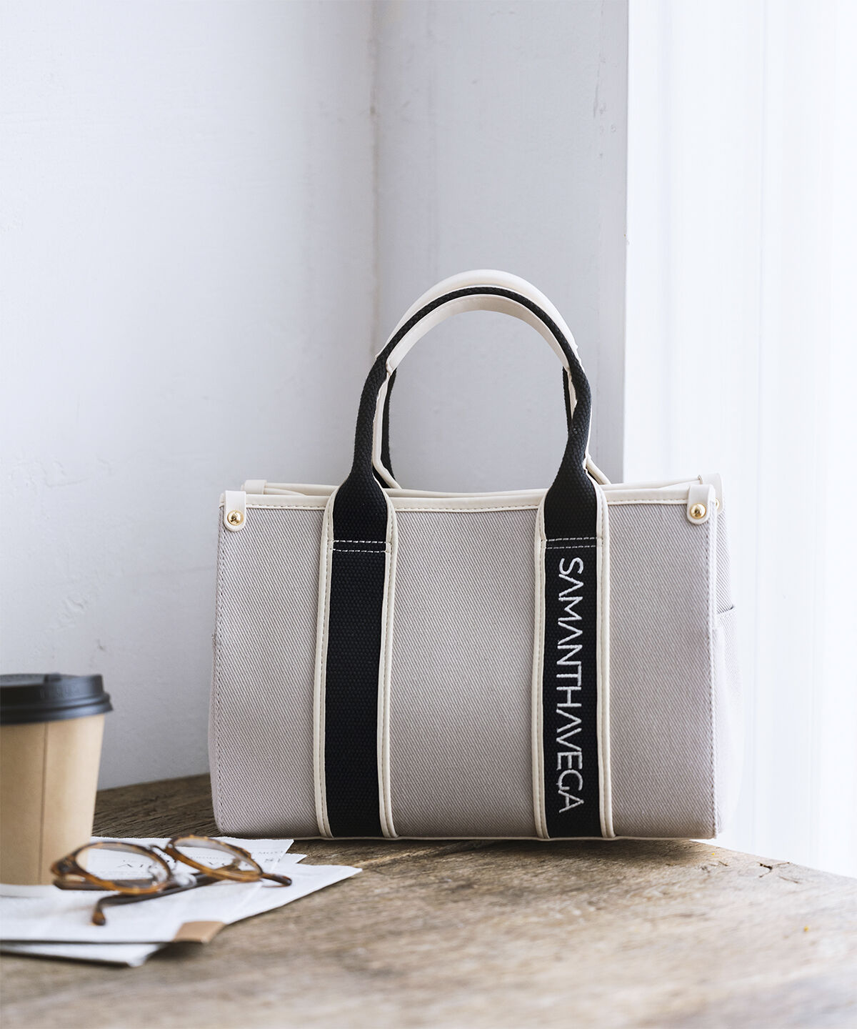 Samantha Vega「ロゴテープキャンバスハンドバッグ（小）」|ハンドバッグ|