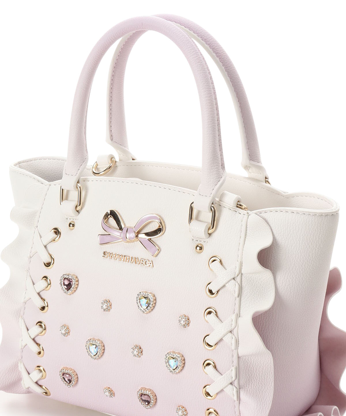 Samantha Vega「レースアップハートビジューグラデーションフラッター（ミニ）」|ハンドバッグ|