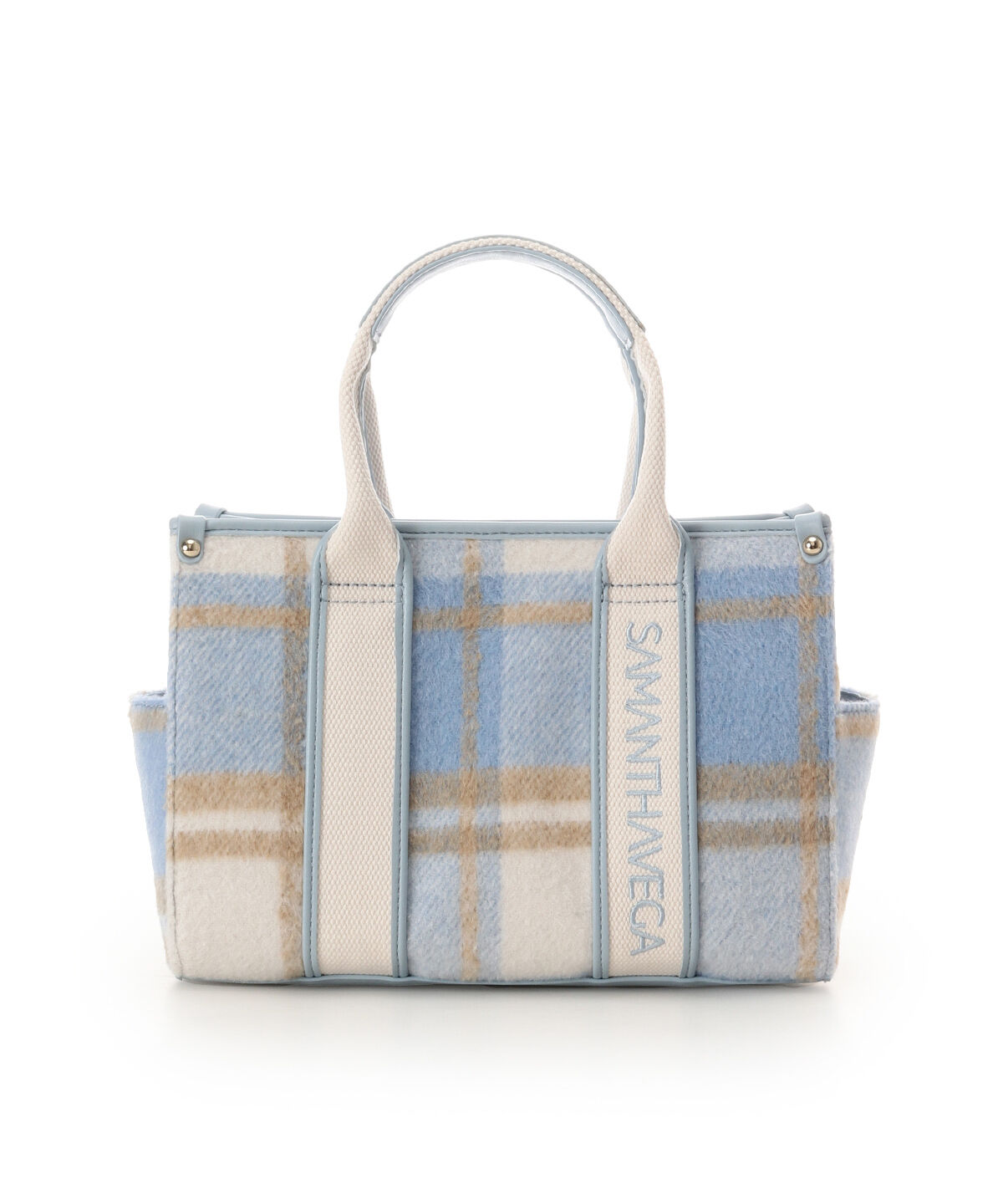 Samantha Vega「ロゴテープチェックハンドバッグ」|ハンドバッグ|ライトブルー