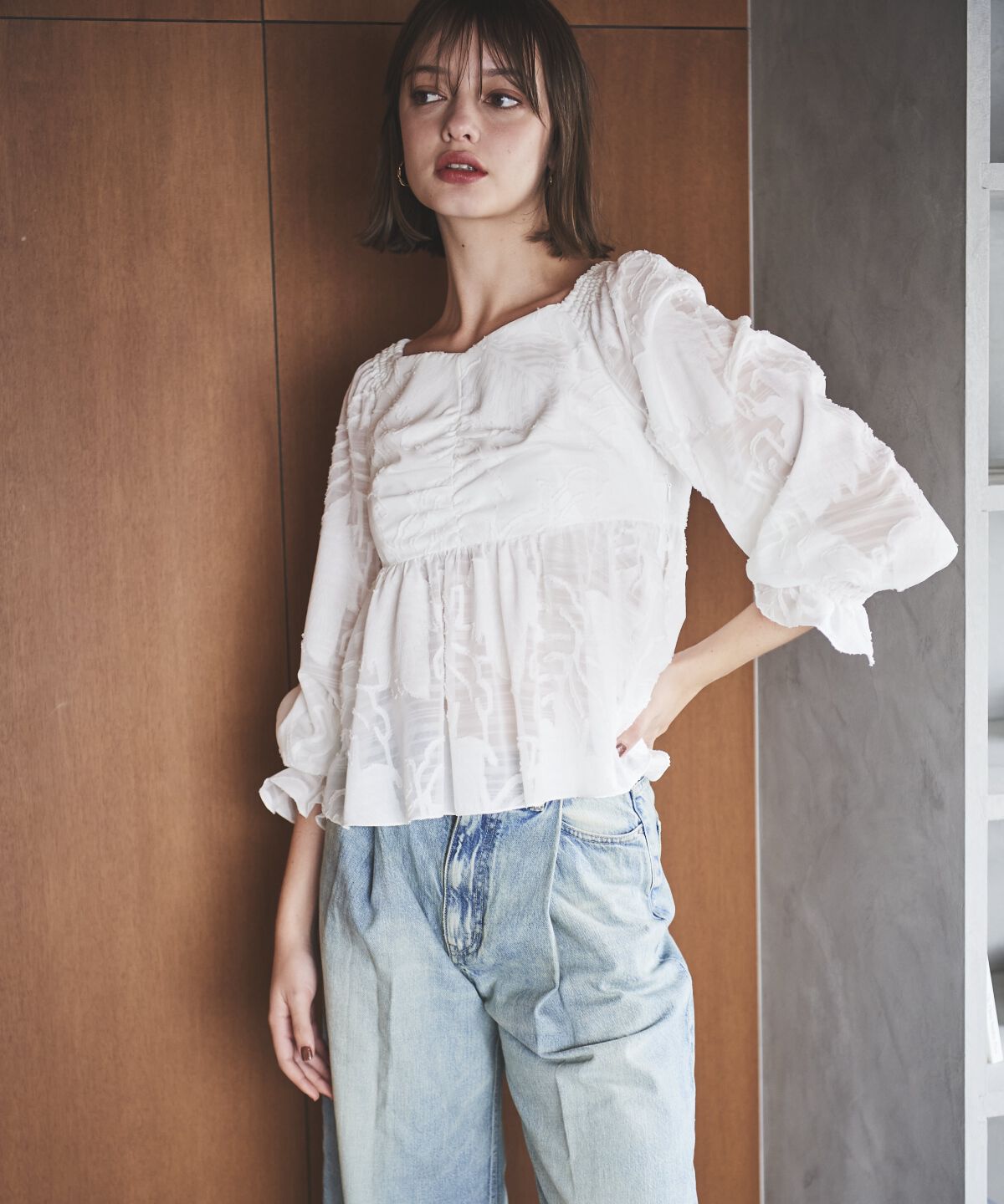 アンドクチュール「オパールシアーブラウス」|シャツ・ブラウス|