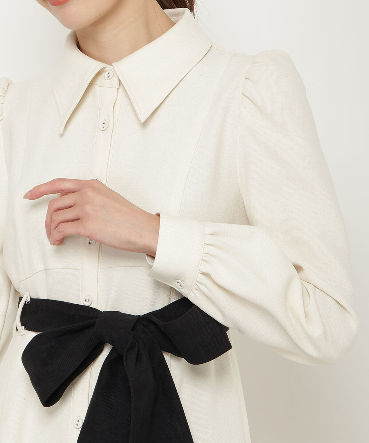 アンドクチュール「配色シャツワンピース」|ワンピース|