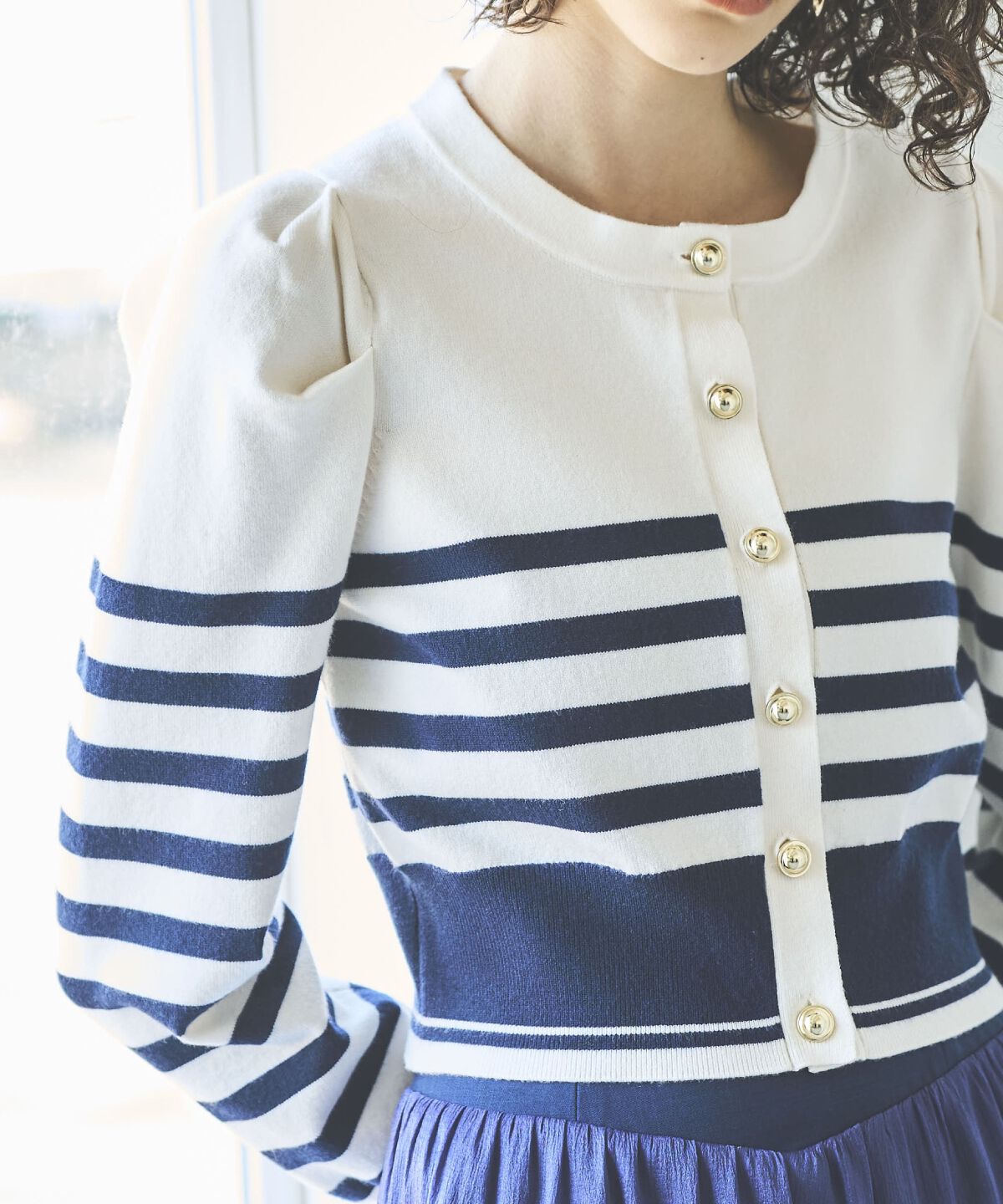 アンドクチュール「パワショルクルーネックカーディガン」|カーディガン|