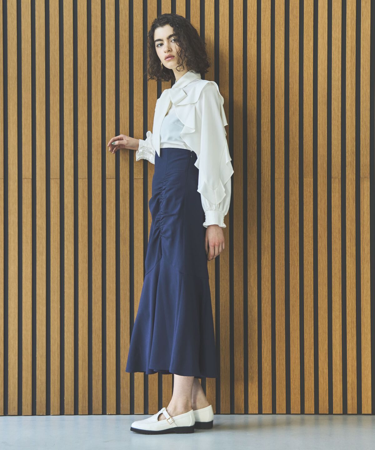 アンドクチュール「アシメギャザーマーメイドスカート」|スカート|