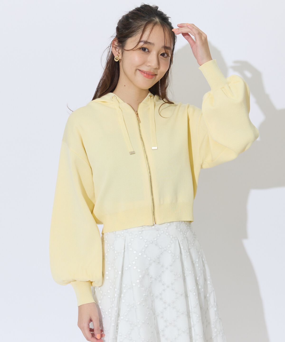 アンドクチュール「クロップドニットフーディー」|パーカー|