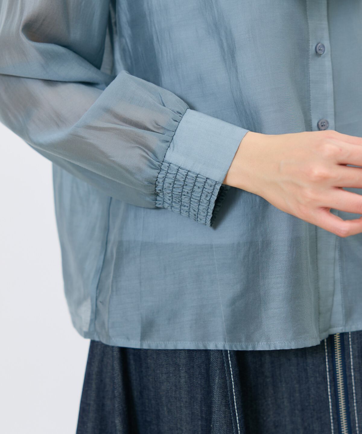 アンドクチュール「リボンタイ付きオーガンジーシャツ」|シャツ・ブラウス|