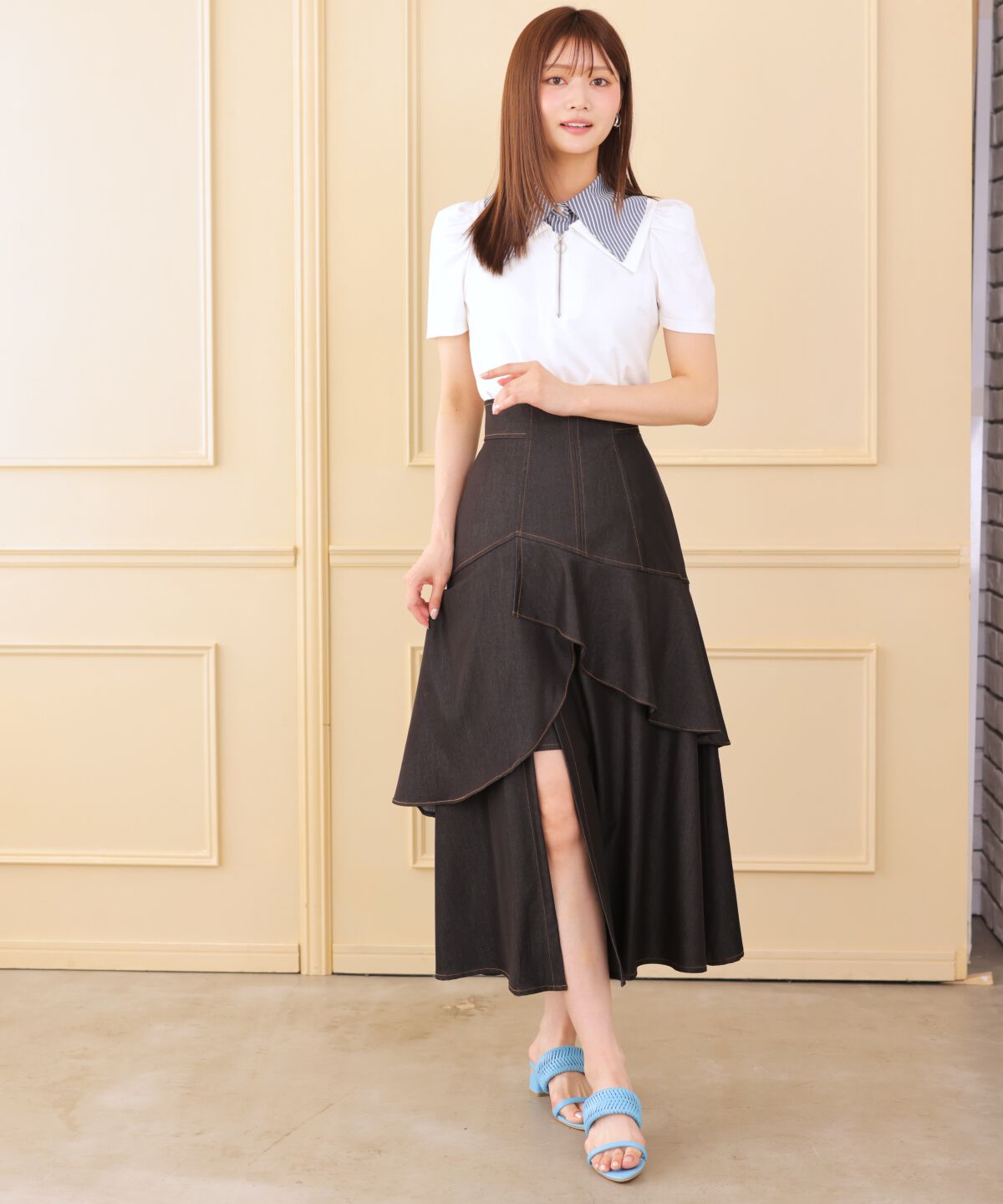 アンドクチュール「ダブルカラーZIPプルオーバー」|シャツ・ブラウス|