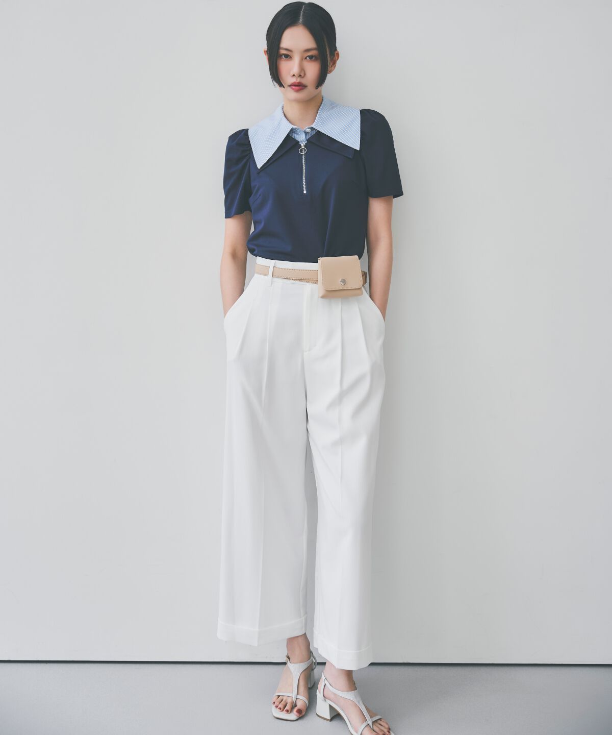 アンドクチュール「ダブルカラーZIPプルオーバー」|シャツ・ブラウス|