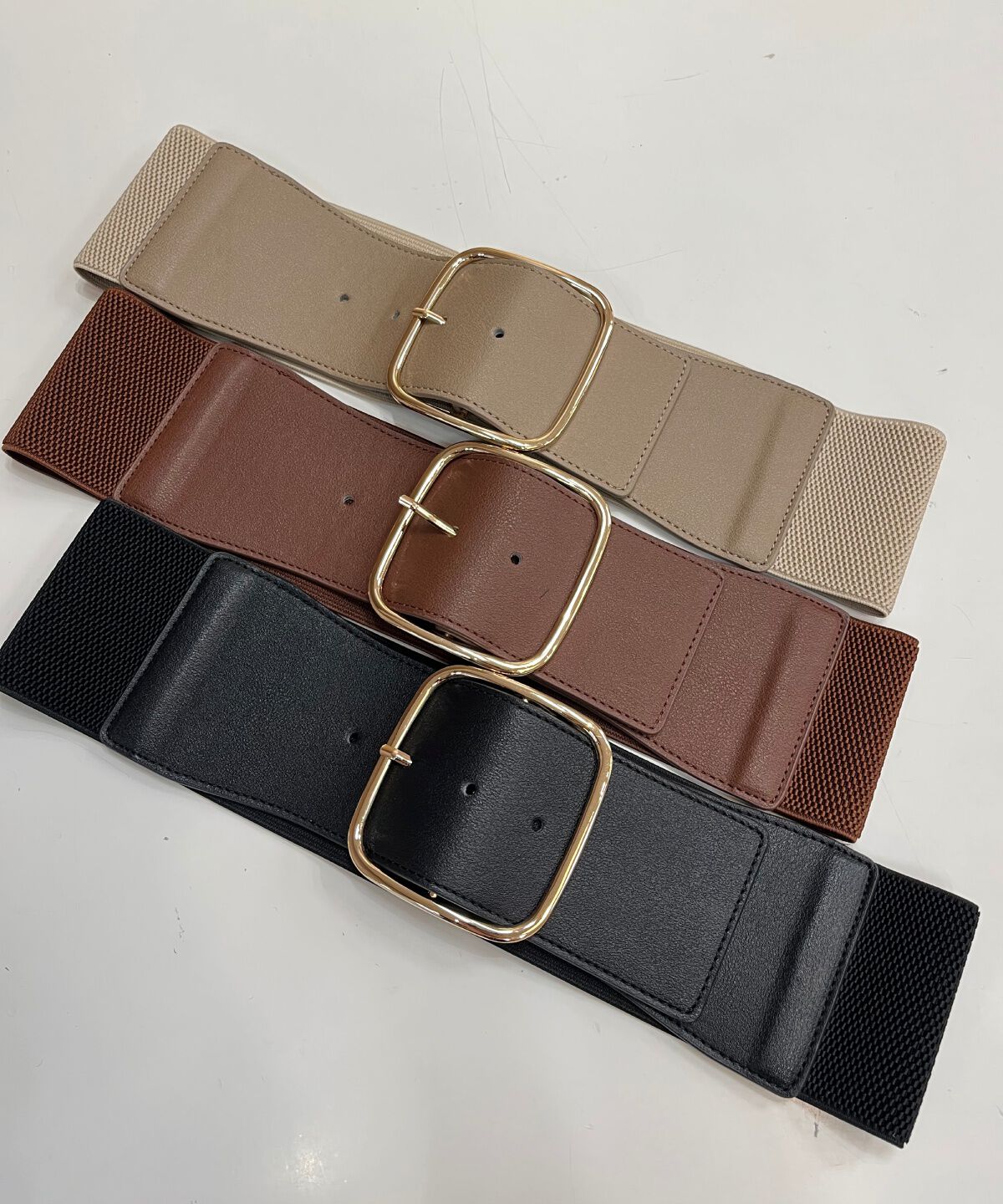 アンドクチュール「スクエアGOLDバックルゴムベルト」|ベルト|