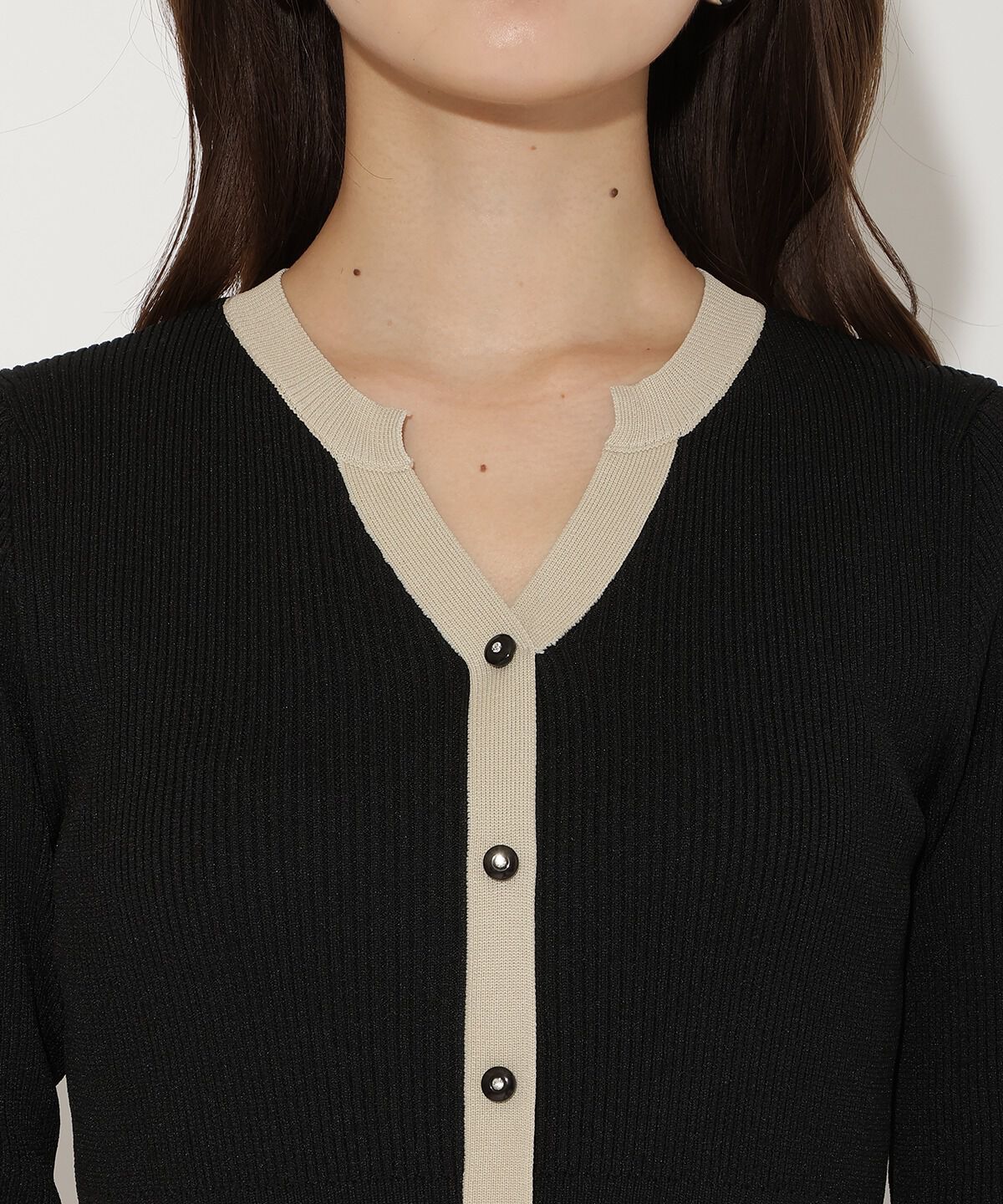 アンドクチュール「配色ニットドッキングワンピース」|ワンピース|