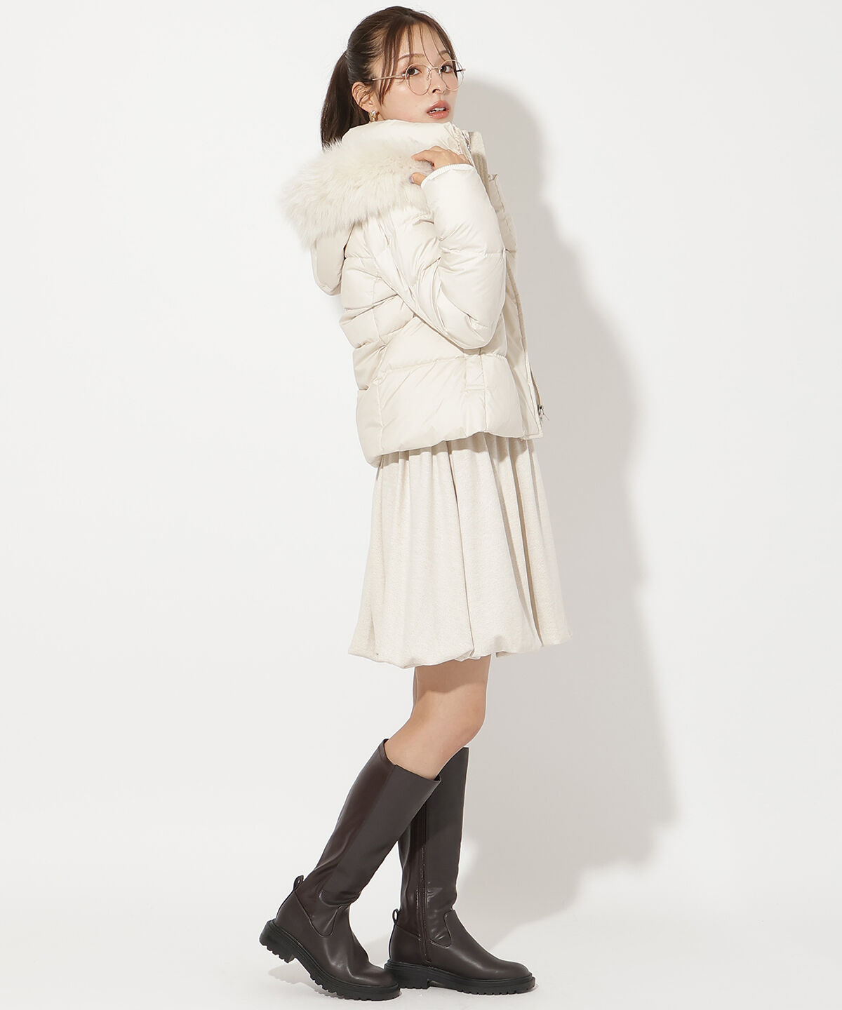 アンドクチュール「FOXファー付きショートダウン」|ダウン|