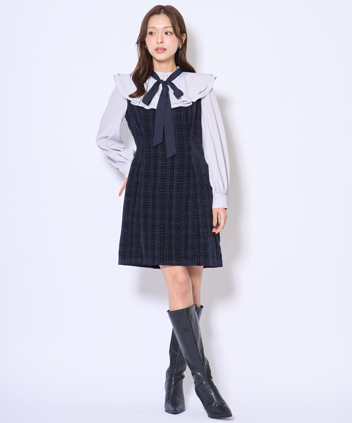 アンドクチュール「ボウタイミニワンピース」|ワンピース|