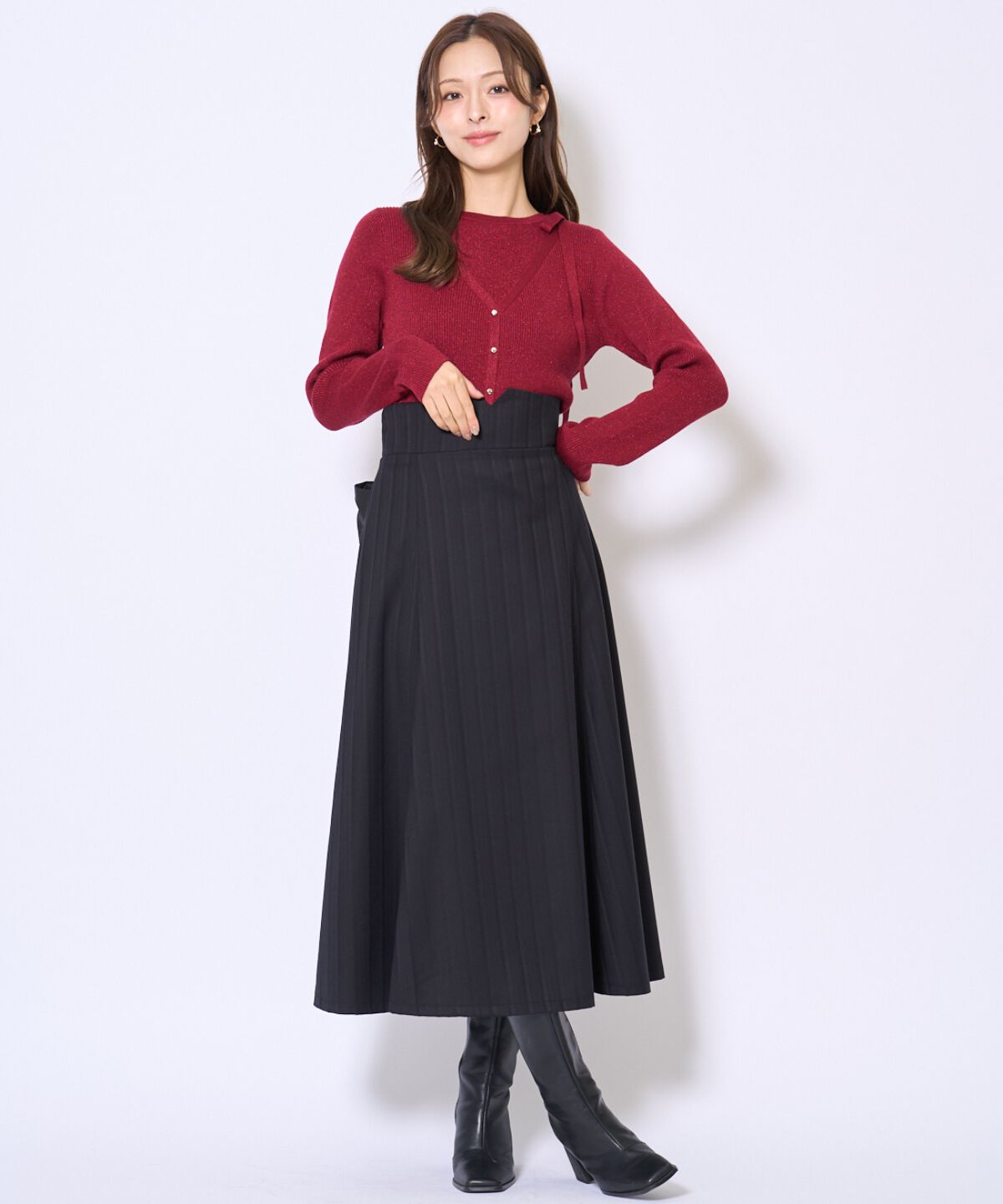 アンドクチュール「ホルタードッキングカーディガン風プルオーバー」|ニット・セーター|