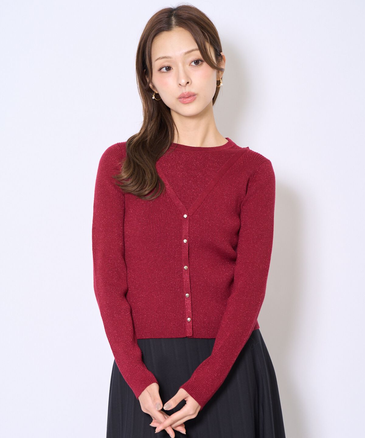 アンドクチュール「ホルタードッキングカーディガン風プルオーバー」|ニット・セーター|