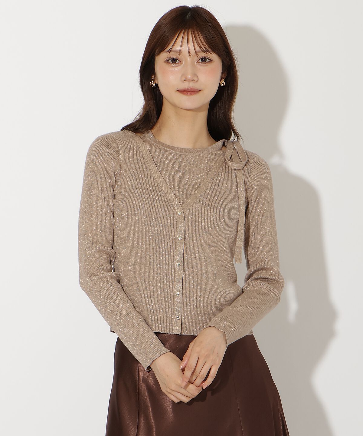 アンドクチュール「ホルタードッキングカーディガン風プルオーバー」|ニット・セーター|