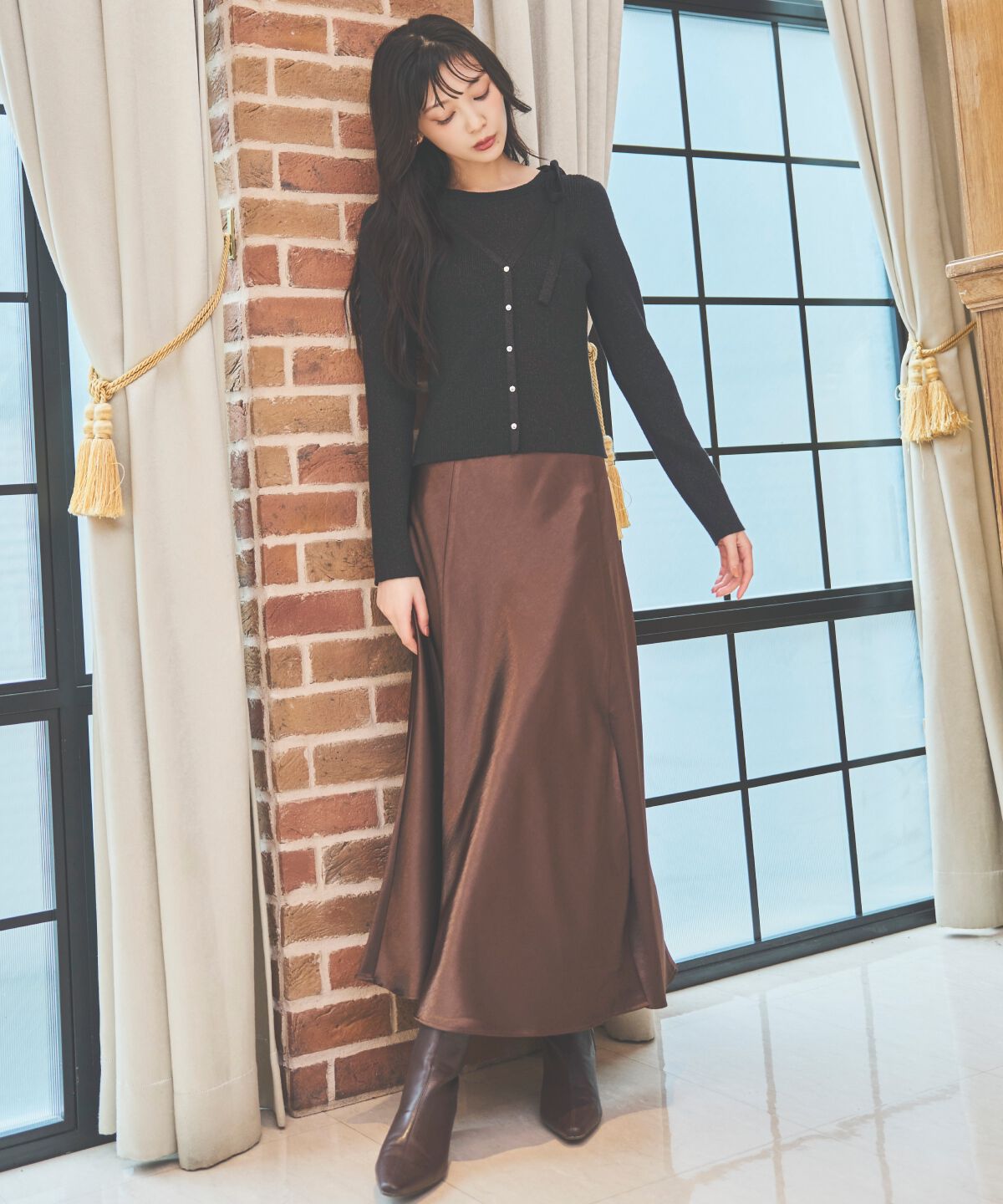 アンドクチュール「ホルタードッキングカーディガン風プルオーバー」|ニット・セーター|