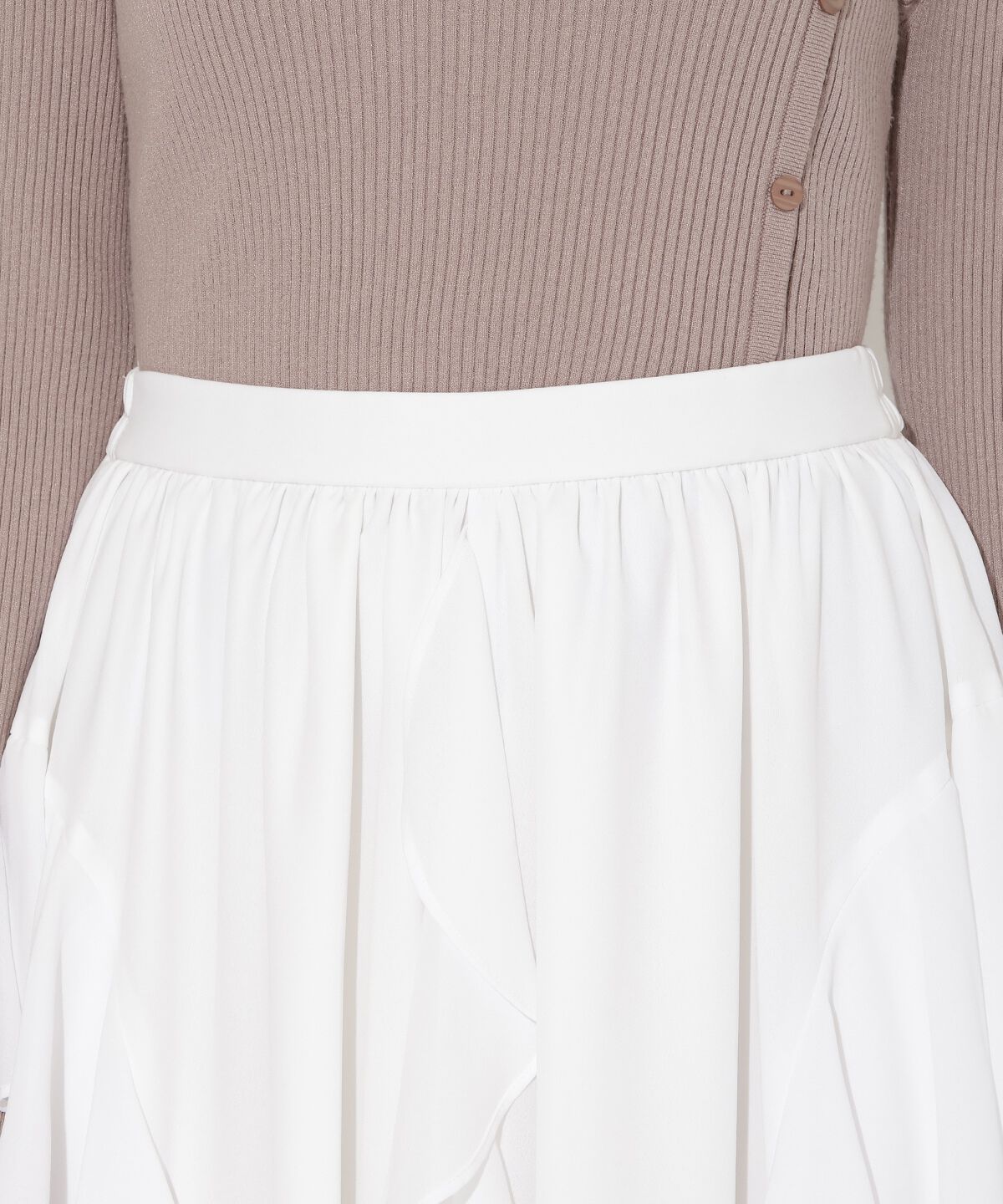 アンドクチュール「ラッフル切替フレアスカート」|フレア|