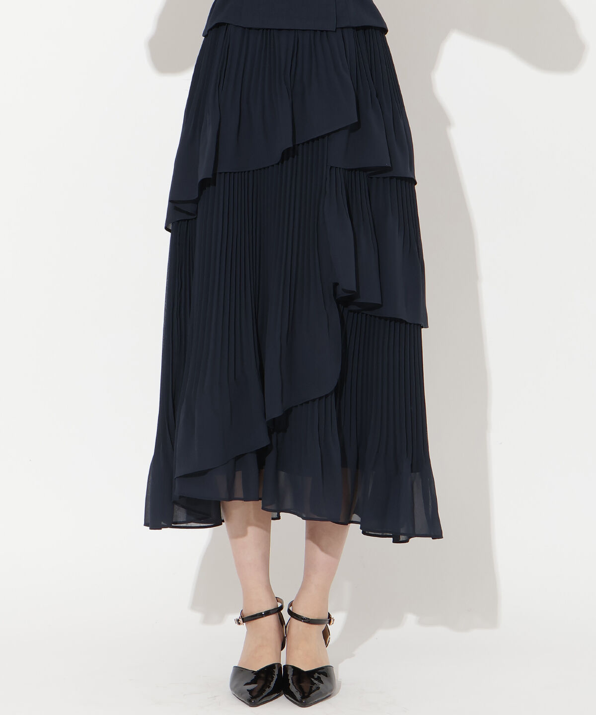 アンドクチュール「ジャケットレイヤードプリーツワンピース」|ワンピース|