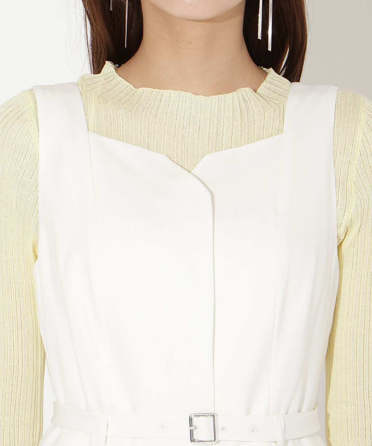 アンドクチュール「異素材ドッキングチュールワンピース」|ワンピース|