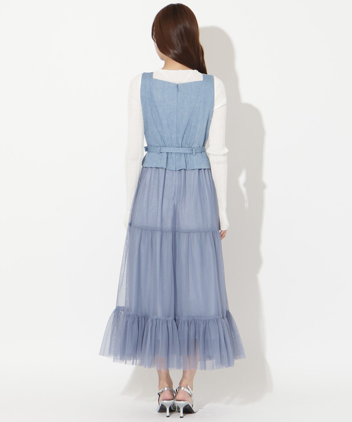 アンドクチュール「異素材ドッキングチュールワンピース」|ワンピース|