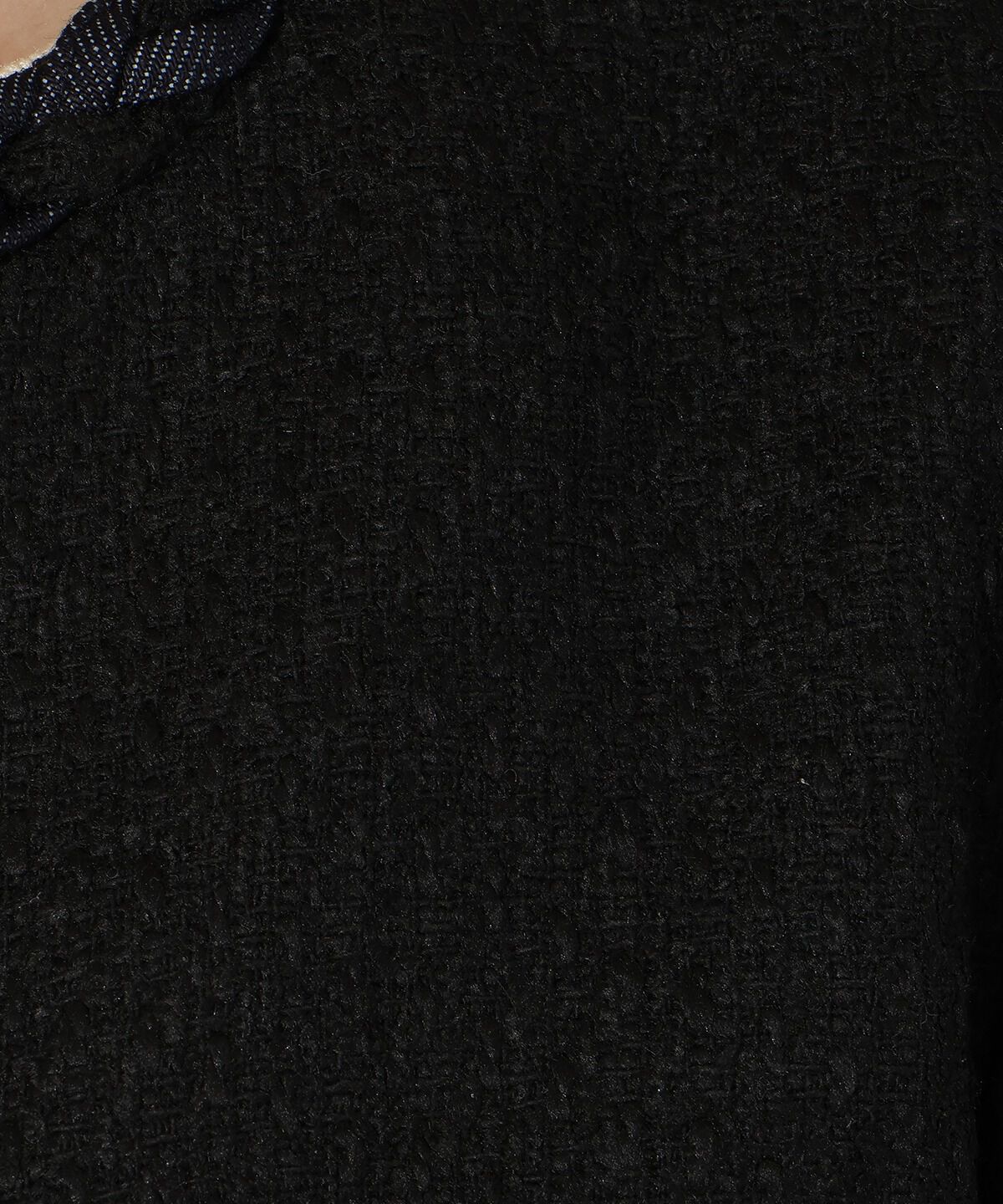 アンドクチュール「デニムコンビツイードジャケット」|ノーカラージャケット|