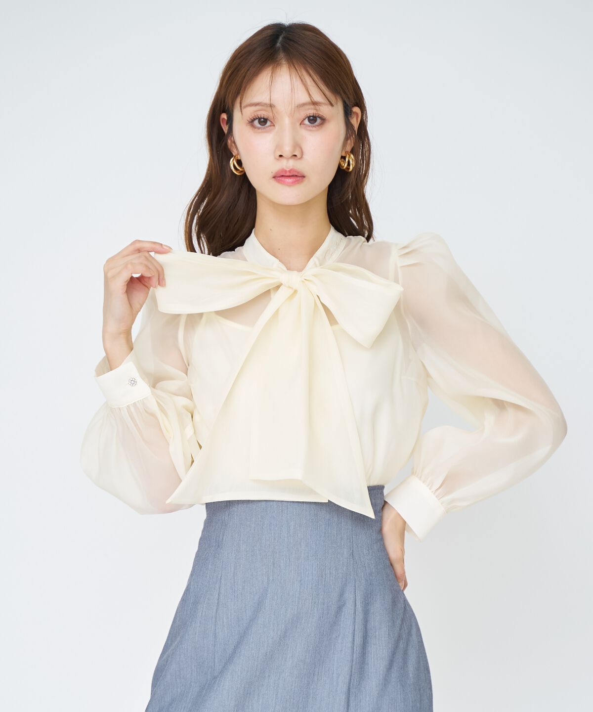 アンドクチュール「シアーボウタイブラウス」|シャツ・ブラウス|