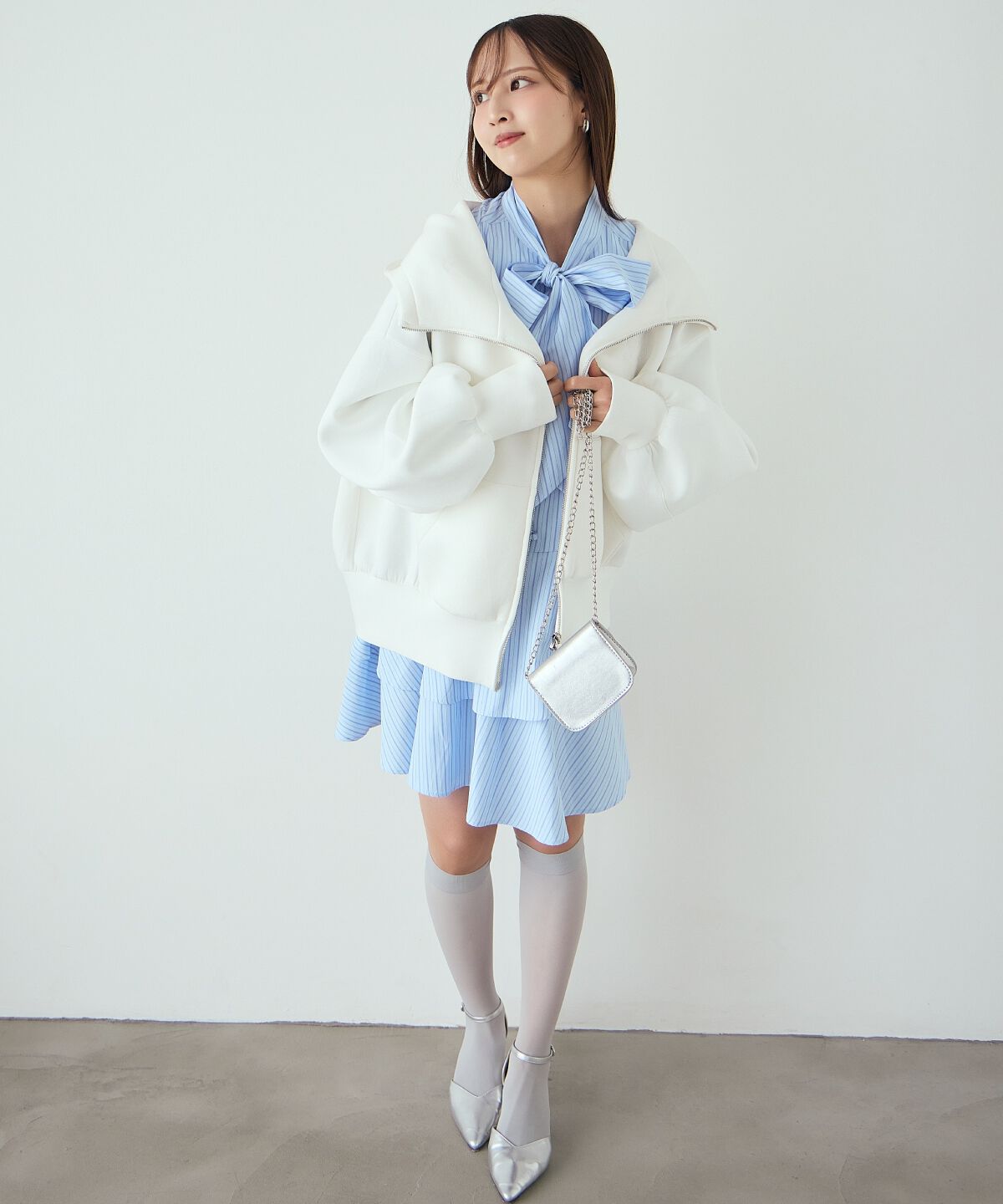 アンドクチュール「アシメストライプミニワンピース」|ワンピース|