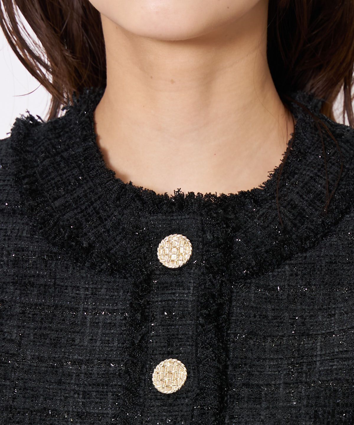 アンドクチュール「ツイードジャケット」|ノーカラージャケット|