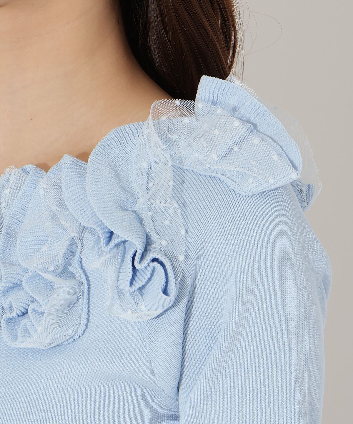 アンドクチュール「フリルボートネックニットプルオーバー」|ニット・セーター|